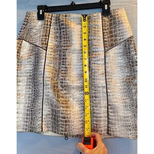 Maria Valentina Metallic Croc Reptile Jacquard Pencil Skirt Made in Brazil M